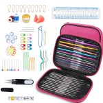 100 Pcs Crochet Hooks Set With Pink Leather Case